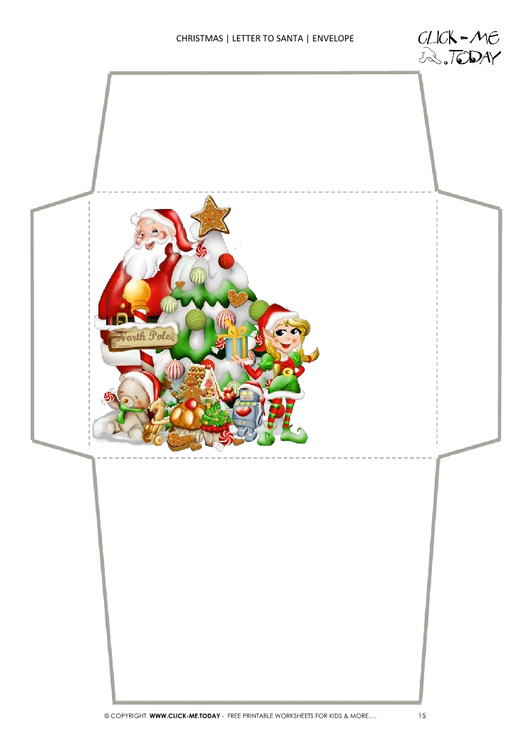 Free envelope to Santa print out - tree and elf 15